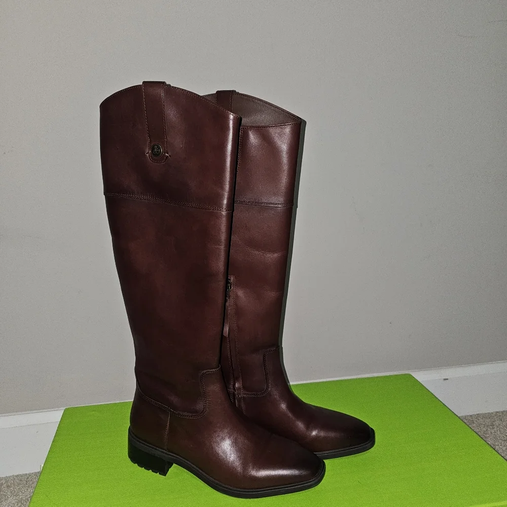Sam Edelman Drina Terazzo Brown Leather Riding Boots Size 8